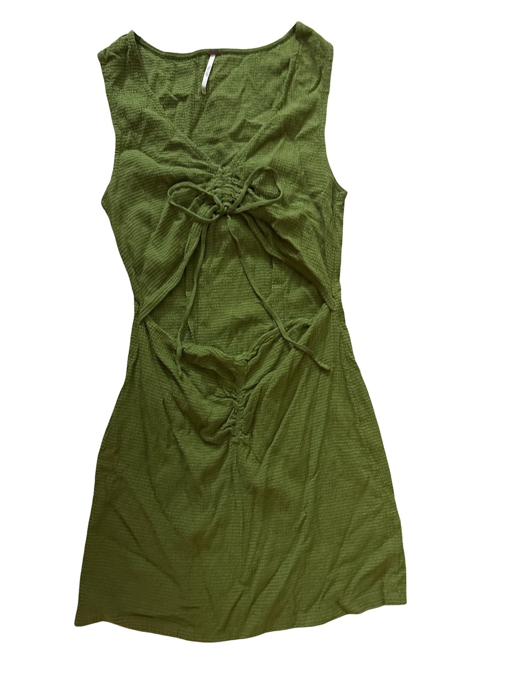 Free People Olive Green Lace-Up Dress